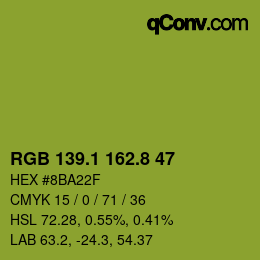 カラーコード: RGB 139.1 162.8 47 | qconv.com