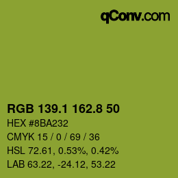 カラーコード: RGB 139.1 162.8 50 | qconv.com