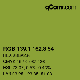 カラーコード: RGB 139.1 162.8 54 | qconv.com