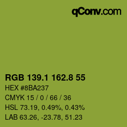 カラーコード: RGB 139.1 162.8 55 | qconv.com