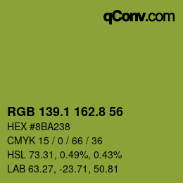 カラーコード: RGB 139.1 162.8 56 | qconv.com
