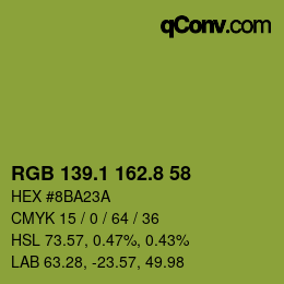 カラーコード: RGB 139.1 162.8 58 | qconv.com