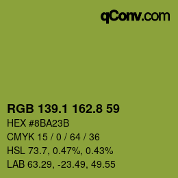 カラーコード: RGB 139.1 162.8 59 | qconv.com