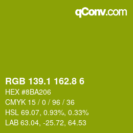 カラーコード: RGB 139.1 162.8 6 | qconv.com