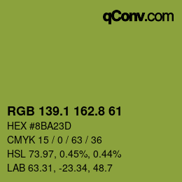 カラーコード: RGB 139.1 162.8 61 | qconv.com