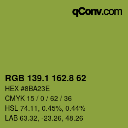 カラーコード: RGB 139.1 162.8 62 | qconv.com