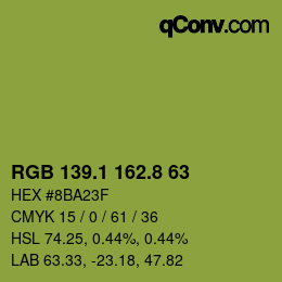 カラーコード: RGB 139.1 162.8 63 | qconv.com