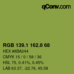 カラーコード: RGB 139.1 162.8 68 | qconv.com