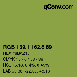 カラーコード: RGB 139.1 162.8 69 | qconv.com