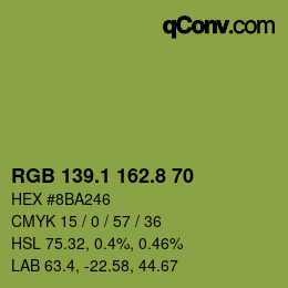 カラーコード: RGB 139.1 162.8 70 | qconv.com