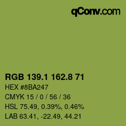 カラーコード: RGB 139.1 162.8 71 | qconv.com