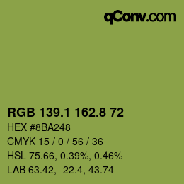 カラーコード: RGB 139.1 162.8 72 | qconv.com