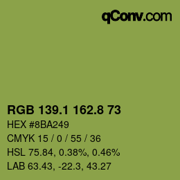 カラーコード: RGB 139.1 162.8 73 | qconv.com