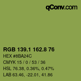 カラーコード: RGB 139.1 162.8 76 | qconv.com