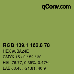 カラーコード: RGB 139.1 162.8 78 | qconv.com