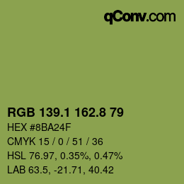 カラーコード: RGB 139.1 162.8 79 | qconv.com
