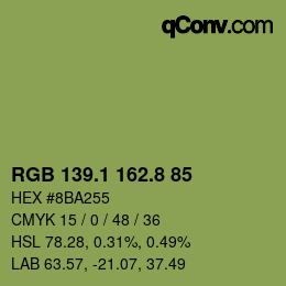 Farbcode: RGB 139.1 162.8 85 | qconv.com