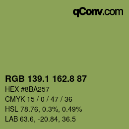 カラーコード: RGB 139.1 162.8 87 | qconv.com