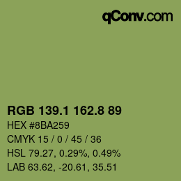Color code: RGB 139.1 162.8 89 | qconv.com