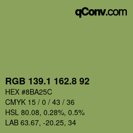 カラーコード: RGB 139.1 162.8 92 | qconv.com