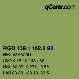 カラーコード: RGB 139.1 162.8 93 | qconv.com