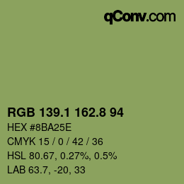Color code: RGB 139.1 162.8 94 | qconv.com