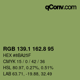 カラーコード: RGB 139.1 162.8 95 | qconv.com