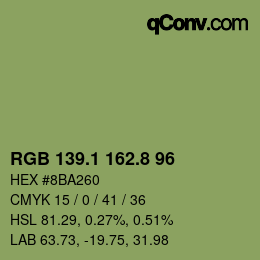 カラーコード: RGB 139.1 162.8 96 | qconv.com
