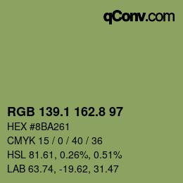 カラーコード: RGB 139.1 162.8 97 | qconv.com