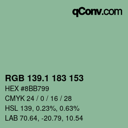 カラーコード: RGB 139.1 183 153 | qconv.com