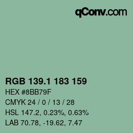 カラーコード: RGB 139.1 183 159 | qconv.com