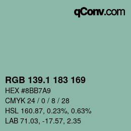 Color code: RGB 139.1 183 169 | qconv.com