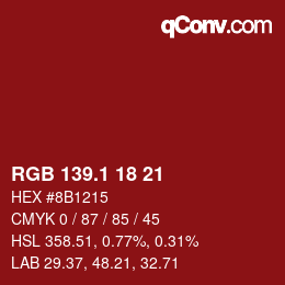 カラーコード: RGB 139.1 18 21 | qconv.com