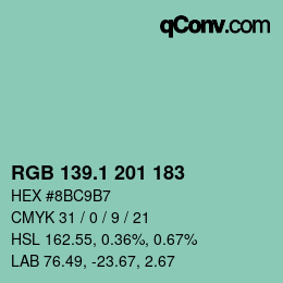 カラーコード: RGB 139.1 201 183 | qconv.com