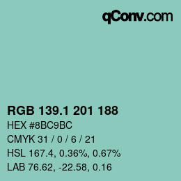 Color code: RGB 139.1 201 188 | qconv.com