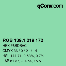 カラーコード: RGB 139.1 219 172 | qconv.com