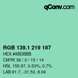カラーコード: RGB 139.1 219 187 | qconv.com