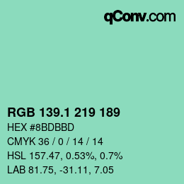 カラーコード: RGB 139.1 219 189 | qconv.com