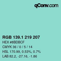 Color code: RGB 139.1 219 207 | qconv.com