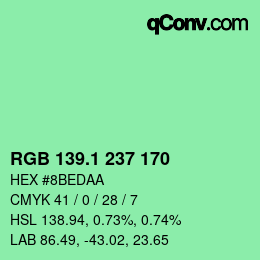 カラーコード: RGB 139.1 237 170 | qconv.com
