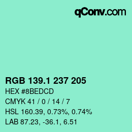 カラーコード: RGB 139.1 237 205 | qconv.com