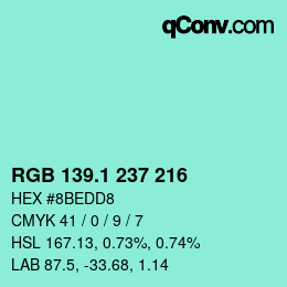 Color code: RGB 139.1 237 216 | qconv.com