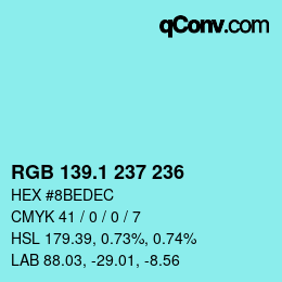 Color code: RGB 139.1 237 236 | qconv.com