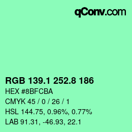 カラーコード: RGB 139.1 252.8 186 | qconv.com