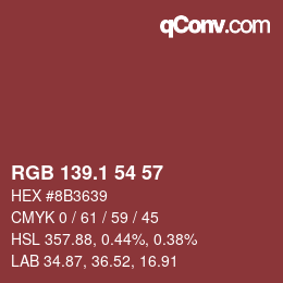 Color code: RGB 139.1 54 57 | qconv.com