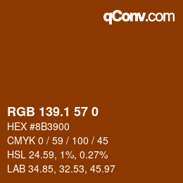 カラーコード: RGB 139.1 57 0 | qconv.com