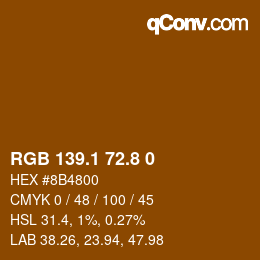 Color code: RGB 139.1 72.8 0 | qconv.com