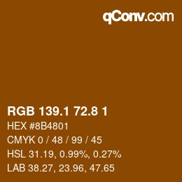 カラーコード: RGB 139.1 72.8 1 | qconv.com