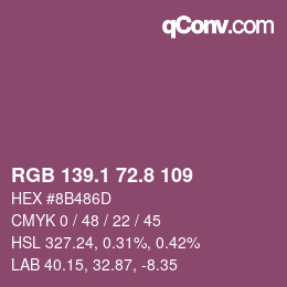 カラーコード: RGB 139.1 72.8 109 | qconv.com