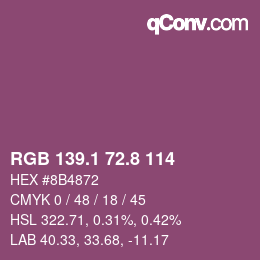カラーコード: RGB 139.1 72.8 114 | qconv.com